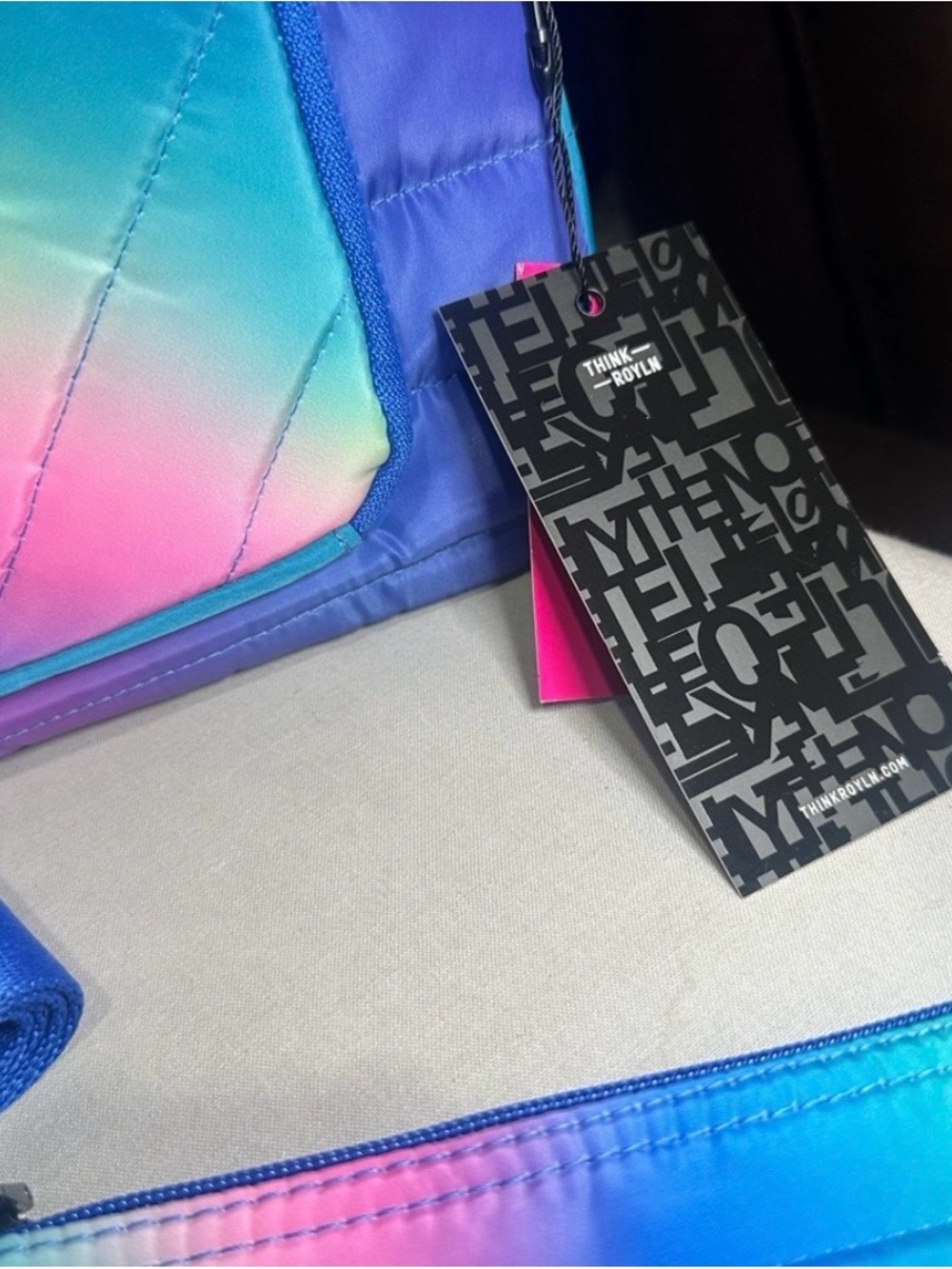THINK ROYLN Pastel Rainbow Quilted Crossbody with Blue Trim - Picture 4 of 5